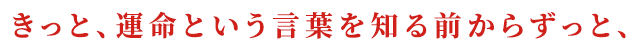 きっと、運命という言葉を知る前からずっと、